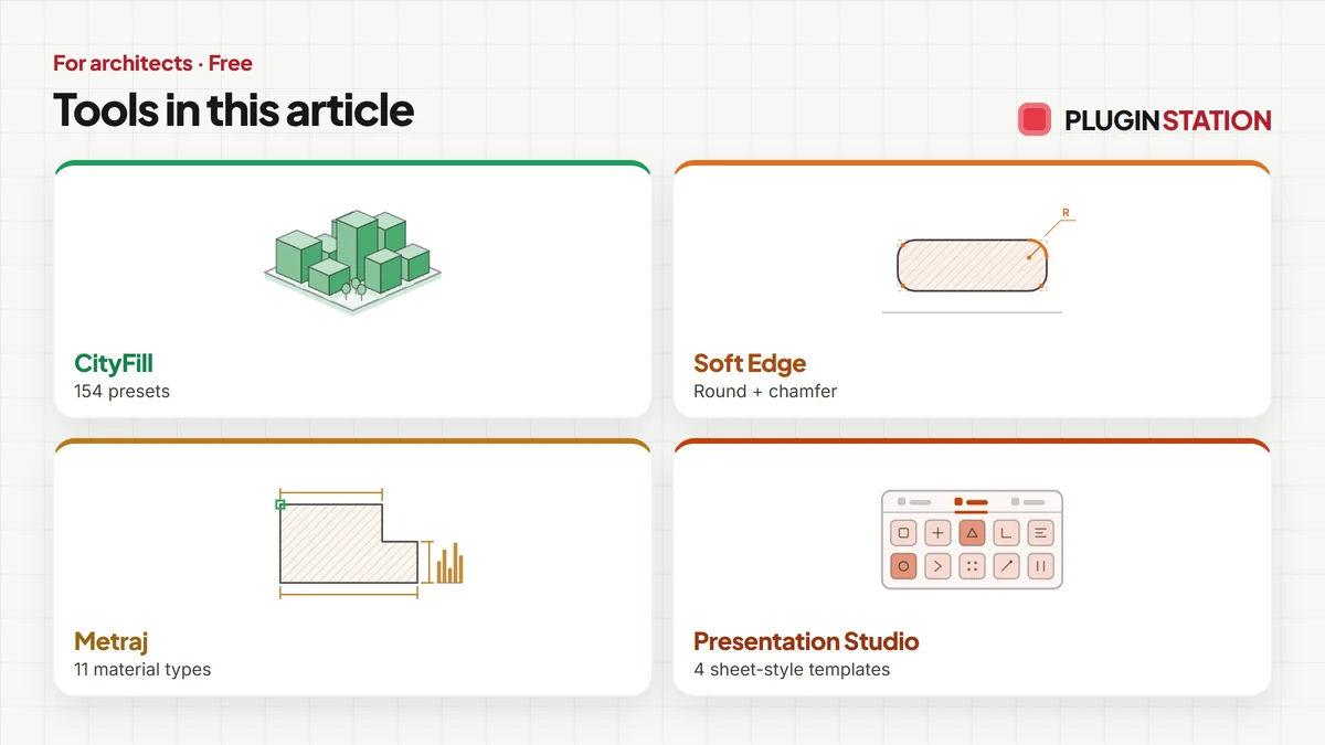 The tools this article covers: CityFill, Soft Edge, Metraj, Presentation Studio