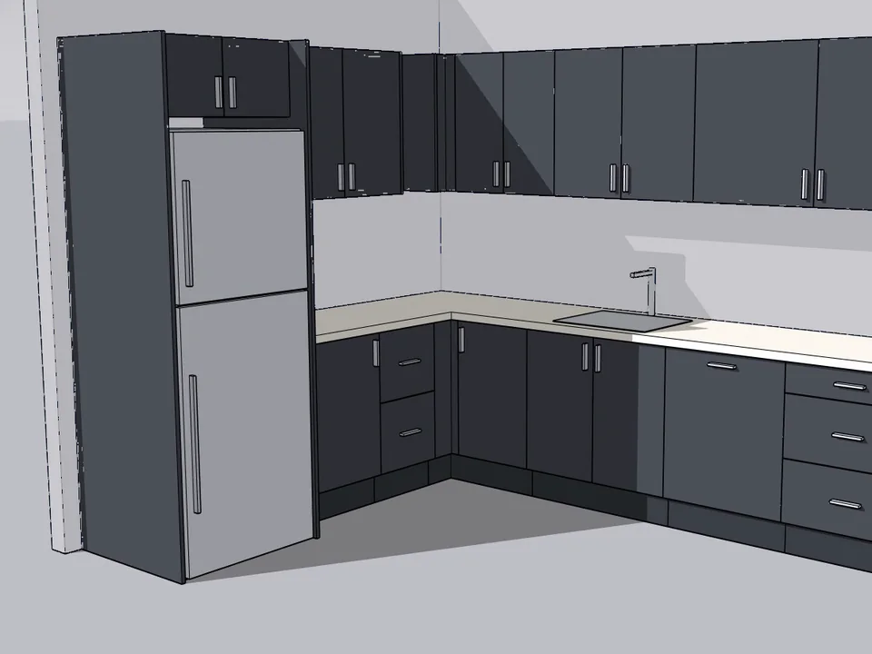 KitchenFun Studio — Tek tık: gövde, kapak, tezgâh SketchUp'ta