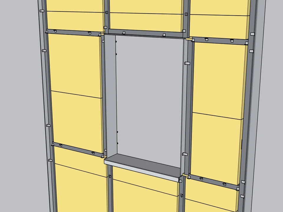Kompozit Studio — Profiles, brackets, insulation: the real build-up.