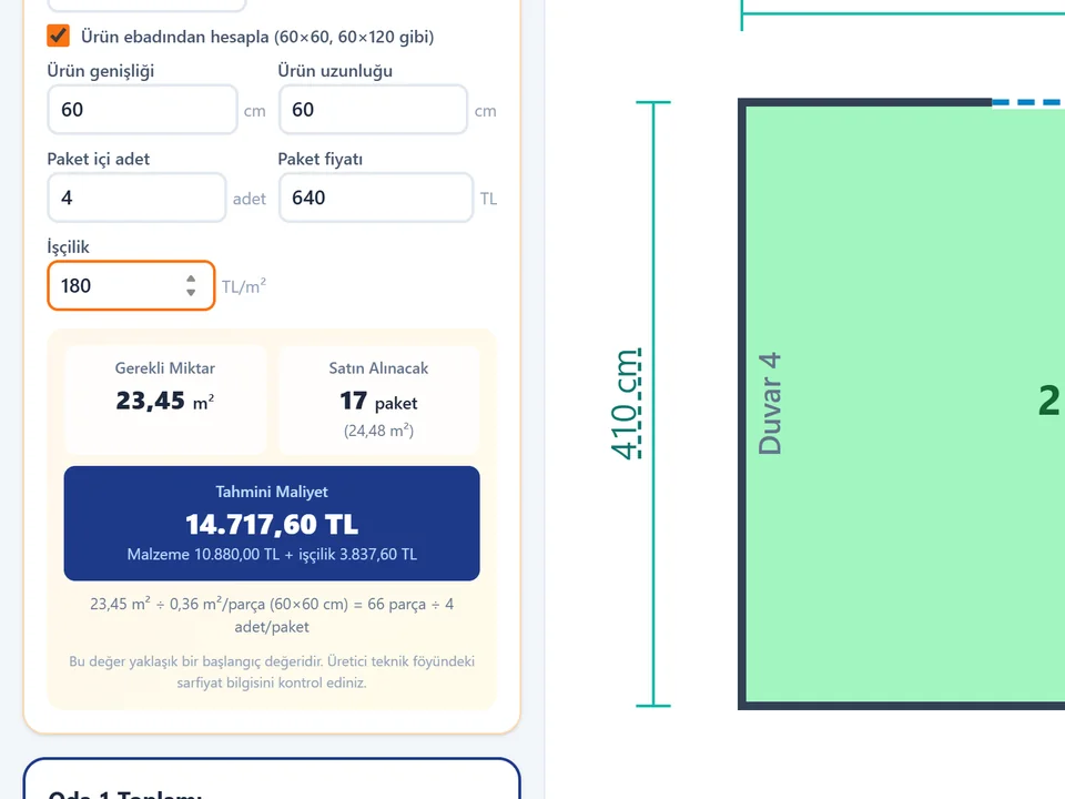 Metraj — Real tile size in, true pack count out.
